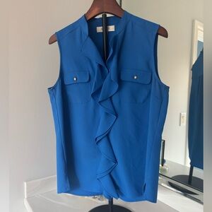 Kasper Royal Blue Ruffle Front Blouse US M